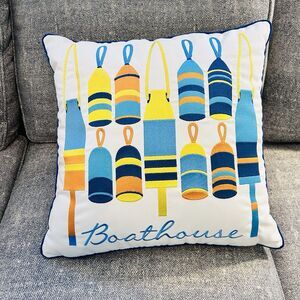 Rightside Design Decorative Pillow Indoor Outdoor Boathouse Coastal Buoy Large